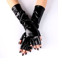 Карнавальный аксессуар-перчатки без пальцев, цвет черный Страна Карнавалия