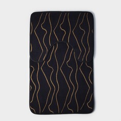 Набор ковриков для ванны и туалета доляна lightning, 2 шт, 40×50, 50×80 см, цвет серый