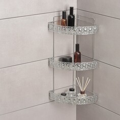 Полка угловая 3-х ярусная доляна, 23×23×56 см, цвет хром