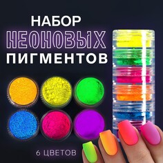 Пигмент для ногтей, набор 6 баночек, 3 гр, разноцветный Queen Fair