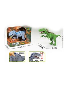 Динозавр на батарейках (звук) серый/салатовый в коробке рычание;подвижные конечности,поворот шеи,открывание пасти NY088-A Carnival Trading
