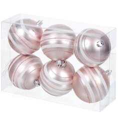 Елочный шар 6 шт, розовый, 8 см, пластик, SYQB-0121100