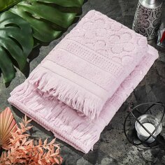 Набор полотенец 2 шт, 50х90 см, 500 г/м2, Шик, пыльно-розовый, Узбекистан