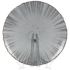 Блюдо стекло, 32.5 см, сервировочное, отвод золотом, Графит, Y6-10088