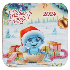 Подставка под горячее, дерево, квадратная, 14.5 см, НГ 2024, В-70