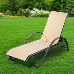 Шезлонг пляжный лежак 195х65.5х98 см, 100 кг, 5 положений спинки, Green Days, YTCT065-17