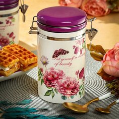 Банка для сыпучих продуктов, доломит, 0.75 л, с крышкой, Daniks, Флорентини