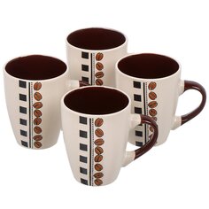 Кружка керамика, 4 шт, 320 мл, Терпкий кофе, Daniks