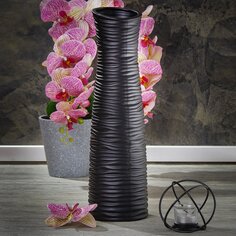 Ваза для сухоцветов керамика, настольная, 48х14 см, Ребристая, JC-11815, черная