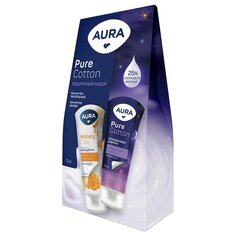 Набор подарочный для женщин, Aura, Pure Cotton, крем для рук питательный 75 мл + крем для рук ночной 75 мл