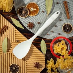 Лопатка кухонная универсальная, силикон, силиконовая ручка, 27х5.5 см, навеска, Daniks, Emerald, Y4-7895