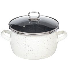 Кастрюля эмалированная сталь, 4 л, с крышкой, крышка стекло, Сантэкс, Гранит цветной, 1-2440111, индукция САНТЕКС