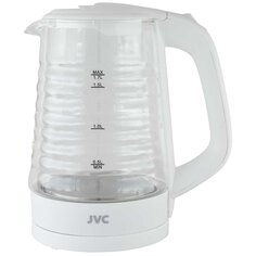 Чайник электрический JVC, JK-KE1512, белый, 1.7 л, 2200 Вт, скрытый нагревательный элемент, стекло