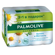 Мыло туалетное твердое Palmolive Натурэль Баланс и Мягкость с экстрактом ромашки и витамином е, промоупаковка 4х90 г