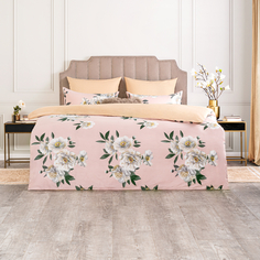 Комплект постельного белья Estia Манолия бежевый с розовым Полуторный