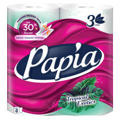 Бумага туалетная бумага туалетная PAPIA Tropical Exotics 4шт в уп. 3-слойные 140 листов парфюмированная