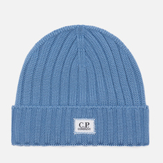 Шапка C.P. Company Extrafine Merino Wool Logo Ribbed, цвет синий