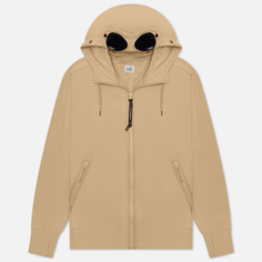 Мужская толстовка C.P. Company Diagonal Raised Fleece Zipped Goggle Hoodie, цвет бежевый