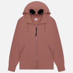 Мужская толстовка C.P. Company Diagonal Raised Fleece Zipped Goggle Hoodie, цвет коричневый, размер XL