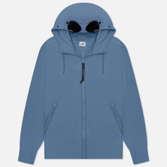 Мужская толстовка C.P. Company Diagonal Raised Fleece Zipped Goggle Hoodie, цвет синий