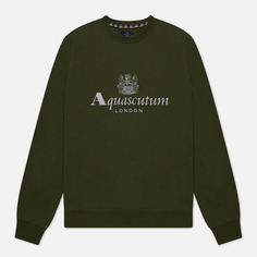 Мужская толстовка Aquascutum Active Big Logo Crew Neck Fleece, цвет зелёный, размер XXL