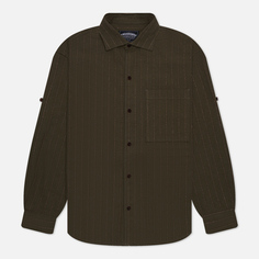 Мужская рубашка FrizmWORKS Stripe Linen Napoli, цвет оливковый, размер XL