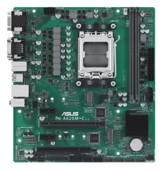 Материнская плата mATX ASUS PRO A620M-C-CSM (AM5, AMD A620, 2*DDR5 (8000), 4*SATA 6G RAID, 2*M.2, 3*PCIE, Glan, VGA, DVI-D, HDMI, DP, USB Type-C, 2*US