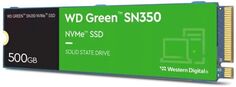 Накопитель SSD M.2 2280 Western Digital WDS500G2G0C WD Green SN350 NVMe 500GB PCIe 3.0 x4 3D TLC 2400/1500MB/s IOPS 300K/300K TBW 60 DWPD 0.3