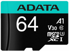 Карта памяти 64GB ADATA AUSDX64GUI3V30SA2-RA1 UHS-I U3 Class 10/V30S/A2, Adapter, 100/80 MB/s, RTL