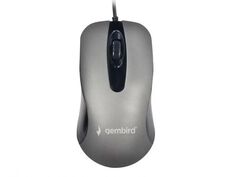 Мышь Gembird MOP-400-GR USB, серый, бесшум клик, 3кн, 1000DPI, soft-touch, каб 1.45м, блистер