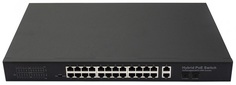 Коммутатор PoE NST NS-SW-24F2G-P Fast Ethernet на 24 x RJ45 портов + 2 x GE Combo uplink порта. Порты: 24 x FE (10/100 Base-T) с поддержкой PoE (IEEE
