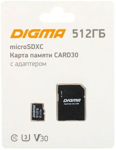 Карта памяти 512GB Digma DGFCA512A03 CARD30 V30 + adapter