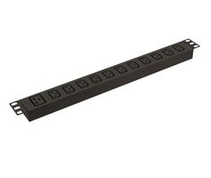 Блок розеток 19", 11 розеток Hyperline SHE19-11IEC-AIEC горизонтальный, 11 розеток IEC 320 C13, без кабеля питания, входной разъем IEC 320 C20 16A, 25