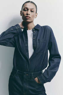блузка джинсовая женская Рубашка джинсовая с нагрудным карманом Befree