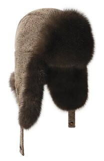 Кашемировая шапка-ушанка с отделкой из меха соболя Black Sable