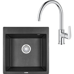 Кухонная мойка и смеситель Granula GR-5102 черная, Grohe BauEdge 31367001