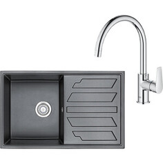 Кухонная мойка и смеситель Granula GR-8002 шварц, Grohe BauEdge 31367001