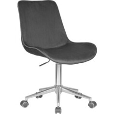 Кресло офисное Dobrin DORA LM-9518 серый велюр (1922-19), хромированная сталь