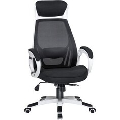 Офисное кресло для руководителей Dobrin STEVEN WHITE LMR-109BL_White белый пластик, черная ткань