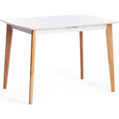 TetChair Стол обеденный раскладной Claire дерево гевея мдф 110+30x75x75 см white (белый) / natural (натуральный)