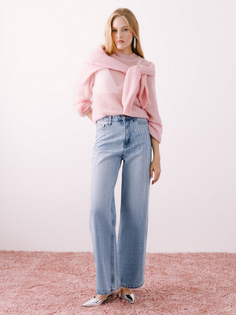 Джинсы wide leg со стразами Zarina