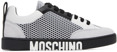 Бело-черные кроссовки с боковым логотипом Moschino