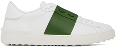 Бело-зеленые открытые кроссовки Valentino Garavani