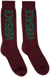 Темно-красные носки с логотипом Versace