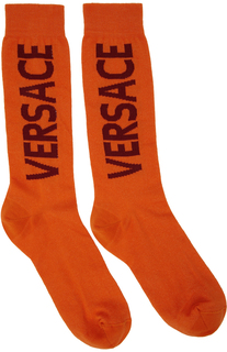 Оранжевые носки с логотипом Versace