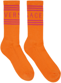 Оранжевые спортивные носки Versace