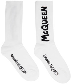 Белые носки с граффити Alexander McQueen