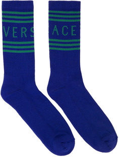 Сине-зеленые носки с винтажным логотипом Versace