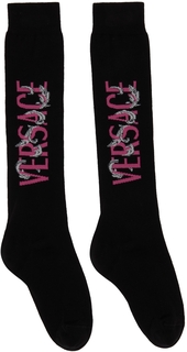Черно-розовые носки с логотипом Versace