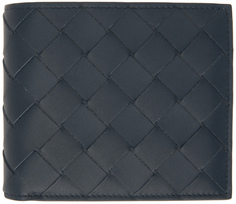Темно-синий кожаный бумажник в два сложения Bottega Veneta